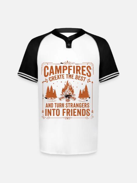 Campfires Turn Strangers Into Friends - Augusta Sportswear Men's Cutter Henley Jersey - white/black