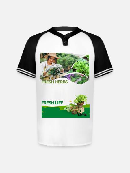Fresh_Herbs Fresh Life - Augusta Sportswear Men's Cutter Henley Jersey - white/black