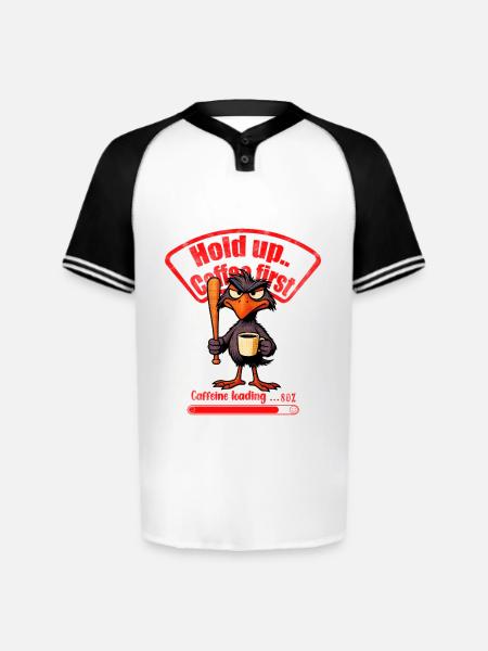 Caffeinated Crow Loading Graphic - Augusta Sportswear Men's Cutter Henley Jersey - white/black