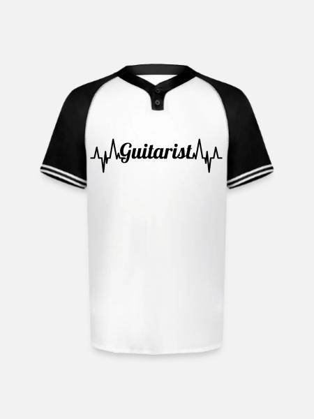 Guitarist ECG Heartline - Augusta Sportswear Men's Cutter Henley Jersey - white/black