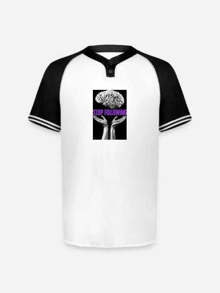Stop Following Brain Hands - Augusta Sportswear Men's Cutter Henley Jersey - white/black