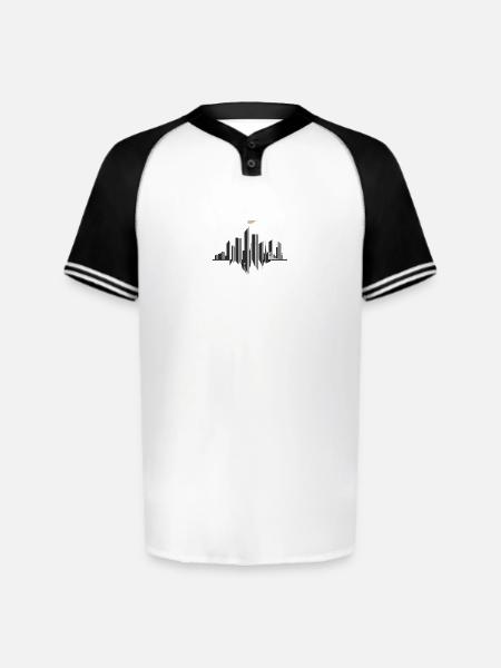 Monochrome Skyline Flag - Augusta Sportswear Men's Cutter Henley Jersey - white/black