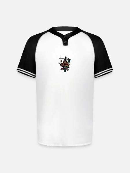 Unique flower design - Augusta Sportswear Men's Cutter Henley Jersey - white/black