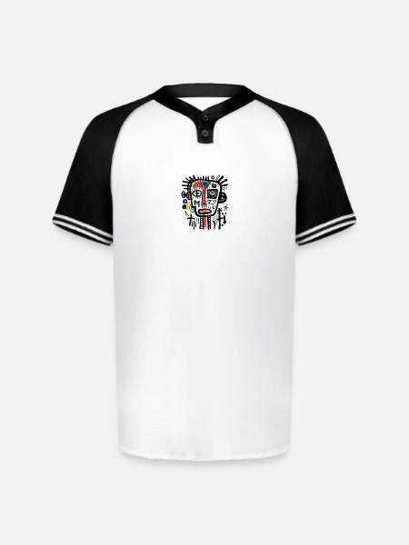 unique character design - Augusta Sportswear Men's Cutter Henley Jersey - white/black