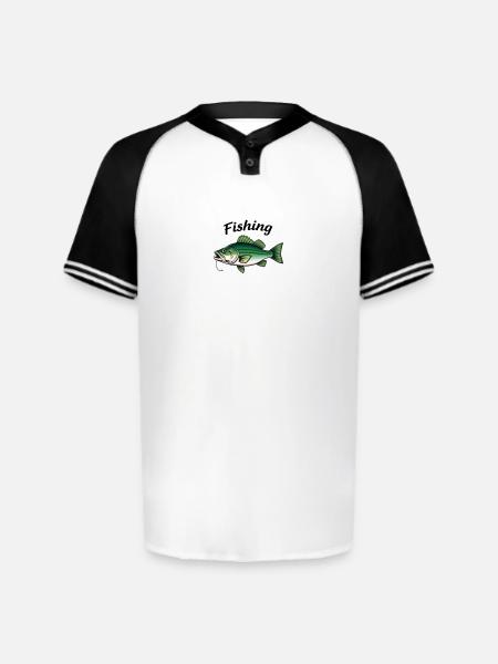 Vivid Bass Fishing Tackle Illustration - Augusta Sportswear Men's Cutter Henley Jersey - white/black