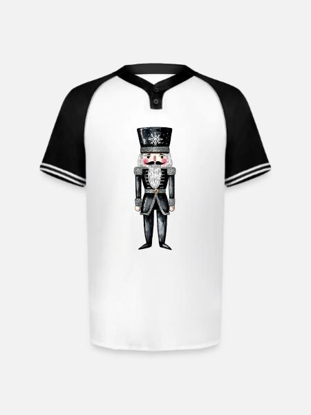 Black Nutcracker Soldier - Augusta Sportswear Men's Cutter Henley Jersey - white/black