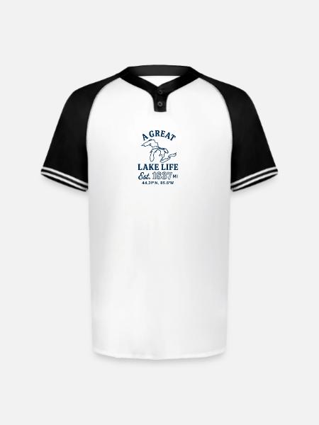It's a Great Lake Life - Augusta Sportswear Men's Cutter Henley Jersey - white/black
