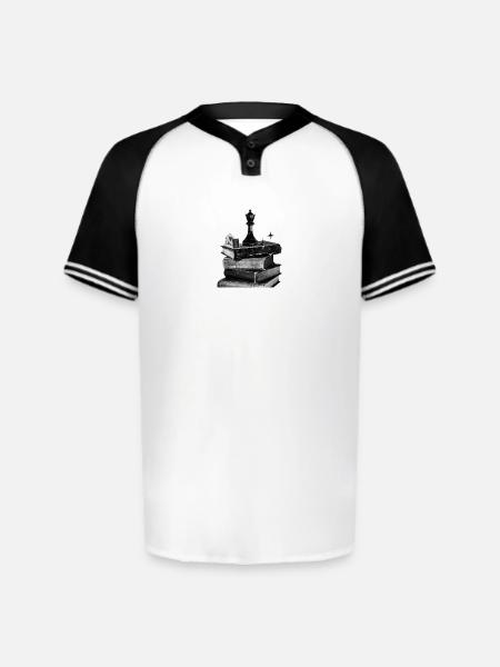 Noir Bookshelf Chess Crown - Augusta Sportswear Men's Cutter Henley Jersey - white/black