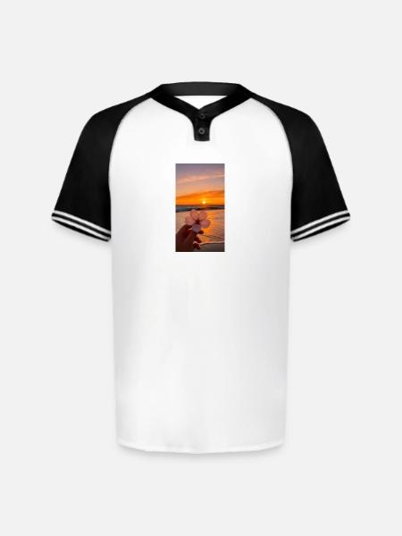 Sunset Blossom Shore - Augusta Sportswear Men's Cutter Henley Jersey - white/black