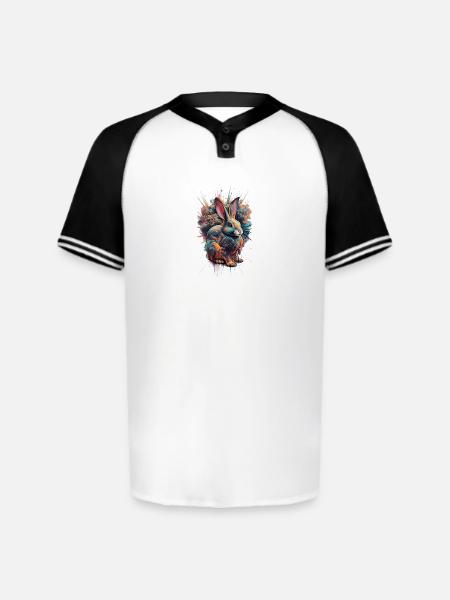 Neon Splash Rabbit - Augusta Sportswear Men's Cutter Henley Jersey - white/black