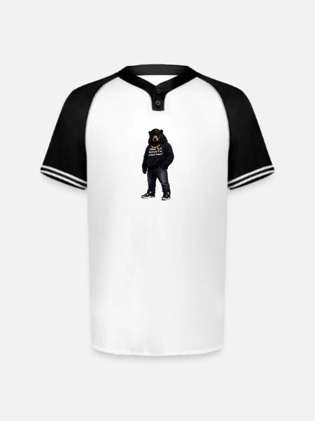 Midnight Bear Hoodie Pun - Augusta Sportswear Men's Cutter Henley Jersey - white/black