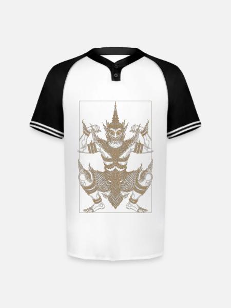 Golden Deva Guardian Mandala - Augusta Sportswear Men's Cutter Henley Jersey - white/black