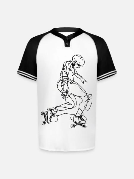 Roller Skater Drawing - Augusta Sportswear Men's Cutter Henley Jersey - white/black