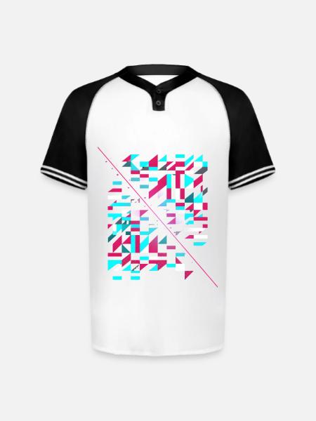 Neon Glitch Geomosaic - Augusta Sportswear Men's Cutter Henley Jersey - white/black