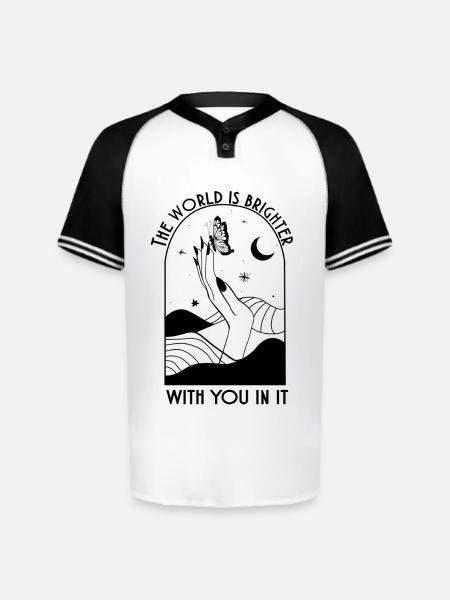 Moonlit Silhouette - Augusta Sportswear Men's Cutter Henley Jersey - white/black