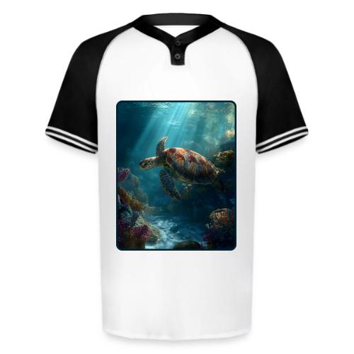 Sea Turtle Coral Reef Design - Augusta Sportswear Men's Cutter Henley Jersey