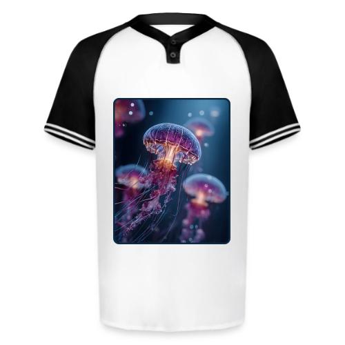 Glowing Jellyfish Deep Sea Design - Augusta Sportswear Men's Cutter Henley Jersey