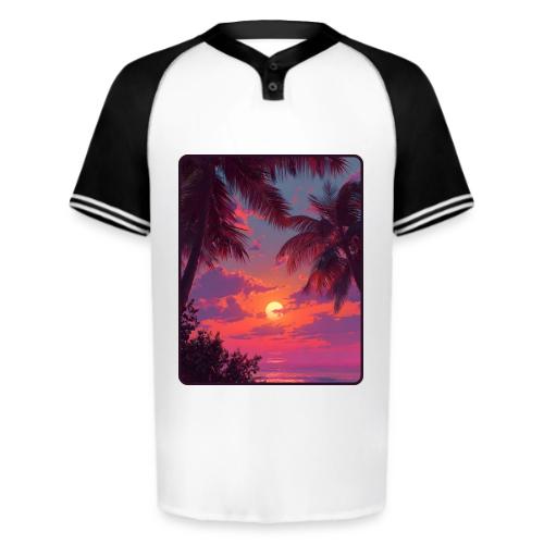 Tropical Sunset Palm Silhouette Design - Augusta Sportswear Men's Cutter Henley Jersey