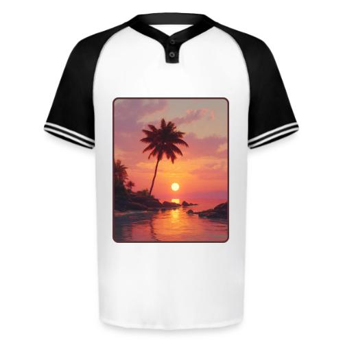 Tropical Beach Sunset Palm Design - Augusta Sportswear Men's Cutter Henley Jersey