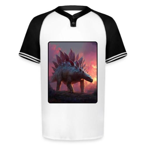 Stegosaurus Sunset Forest Design - Augusta Sportswear Men's Cutter Henley Jersey