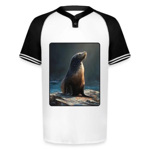 Fur Seal Artistic Shore Portrait Design - Augusta Sportswear Men's Cutter Henley Jersey