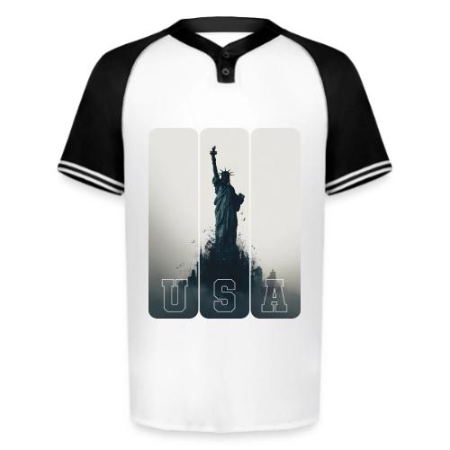 USA: Liberty Rising Over Manhattan - Augusta Sportswear Men's Cutter Henley Jersey