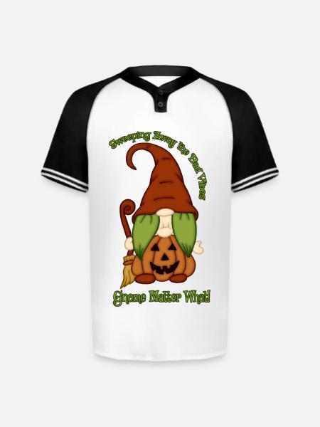 Gnome-O-Ween Pumpkin Witch Pun - Augusta Sportswear Men's Cutter Henley Jersey - white/black