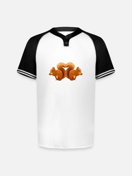 Low-Poly Squirrel Heart Duo - Augusta Sportswear Men's Cutter Henley Jersey - white/black