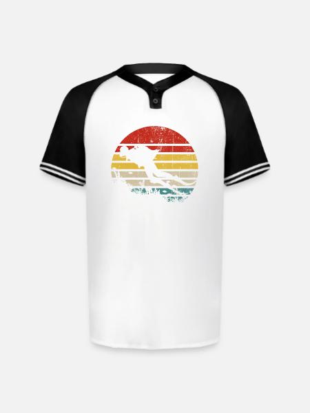 Surfer Sunset Retro Stripes - Augusta Sportswear Men's Cutter Henley Jersey - white/black