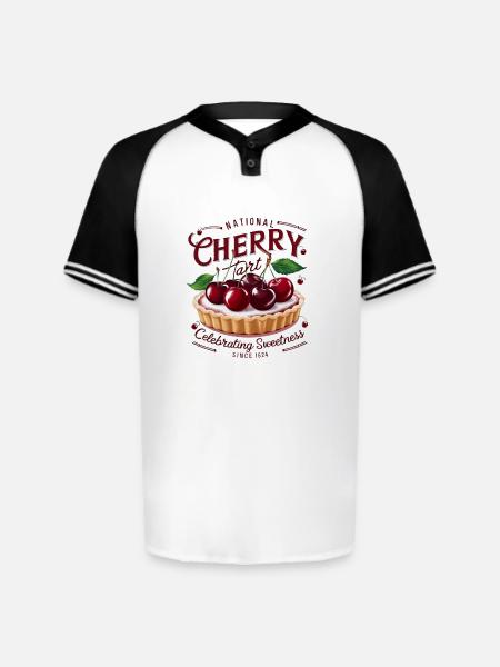 National Cherry Tart Day  - Augusta Sportswear Men's Cutter Henley Jersey - white/black