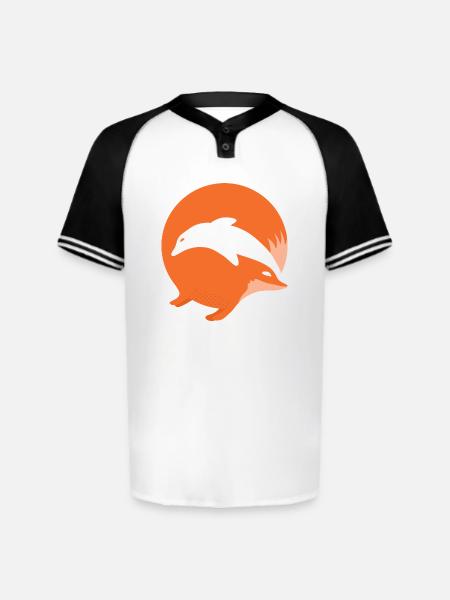 Fox or Dolphin in this fun optical illusion - Augusta Sportswear Men's Cutter Henley Jersey - white/black