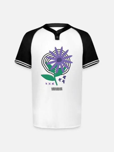 Bloom Code – Risograph Flower Art - Augusta Sportswear Men's Cutter Henley Jersey - white/black
