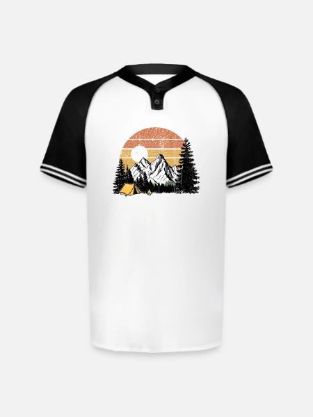 Sunset Camp Silhouette - Augusta Sportswear Men's Cutter Henley Jersey - white/black