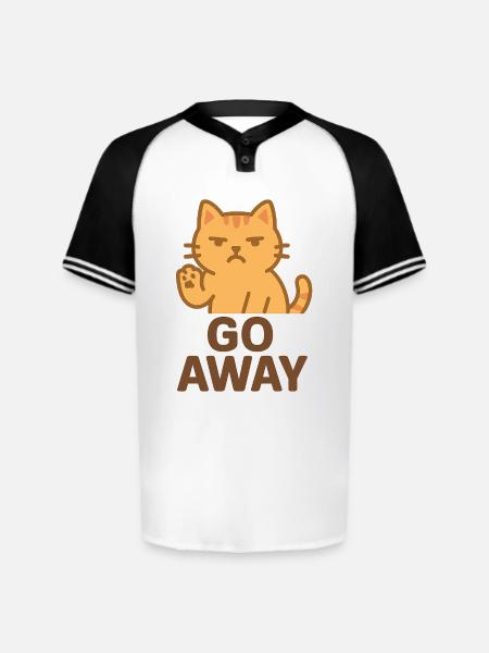 Grumpy Cat Go Away Cartoon - Augusta Sportswear Men's Cutter Henley Jersey - white/black