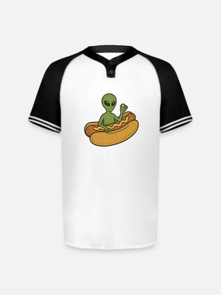 Alien Hot Dog Casual Illustration - Augusta Sportswear Men's Cutter Henley Jersey - white/black