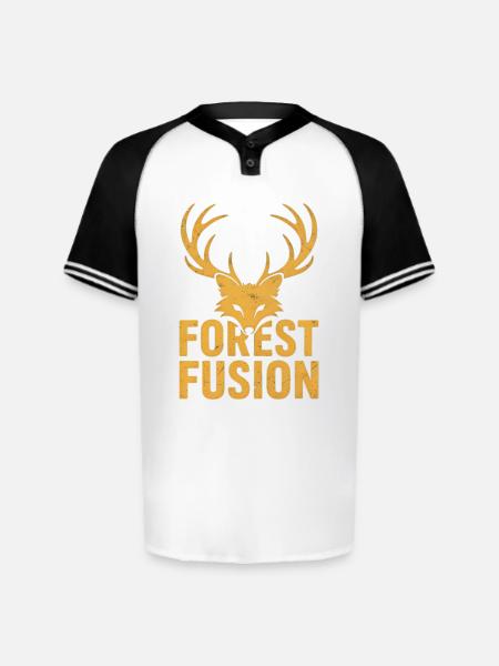 Forest Fusion Deer Embroidery Design - Augusta Sportswear Men's Cutter Henley Jersey - white/black