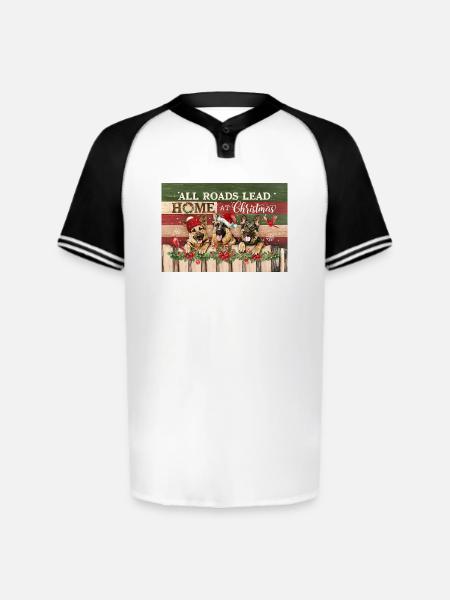 Festive Dogs on Rustic Christmas - Augusta Sportswear Men's Cutter Henley Jersey - white/black