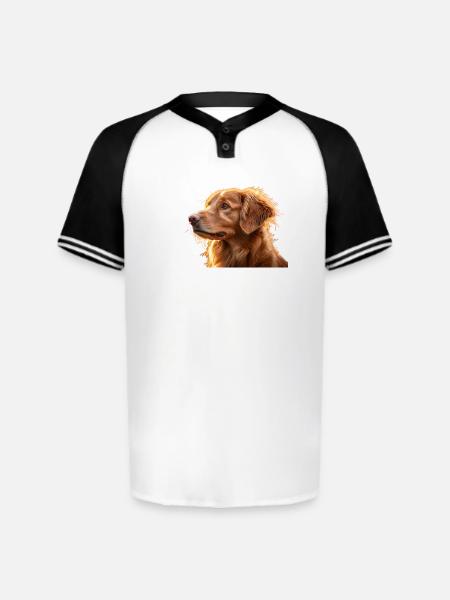 Warm Golden Retriever Silhouette Art - Augusta Sportswear Men's Cutter Henley Jersey - white/black