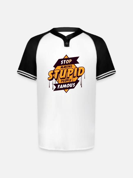 STOP_MAKING_STUPID_PEOPLE_FAMOUS UNIQUE T SHIRT - Augusta Sportswear Men's Cutter Henley Jersey - white/black