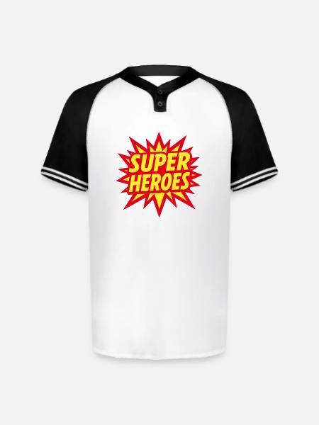 Superheroes Burst Comic Style - Augusta Sportswear Men's Cutter Henley Jersey - white/black
