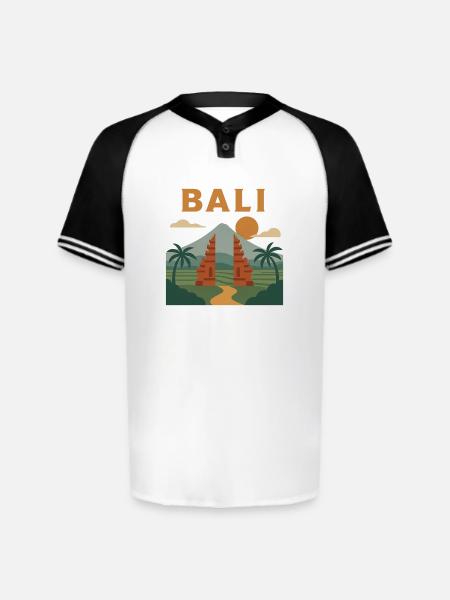 Bali Sunrise Gate Scene - Augusta Sportswear Men's Cutter Henley Jersey - white/black