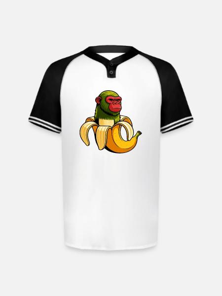 Chimpanzini Bananini Italian Brainrot Meme Art - Augusta Sportswear Men's Cutter Henley Jersey - white/black