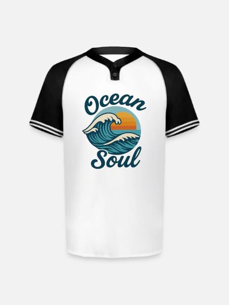 Ocean Soul Waves Sunset - Augusta Sportswear Men's Cutter Henley Jersey - white/black