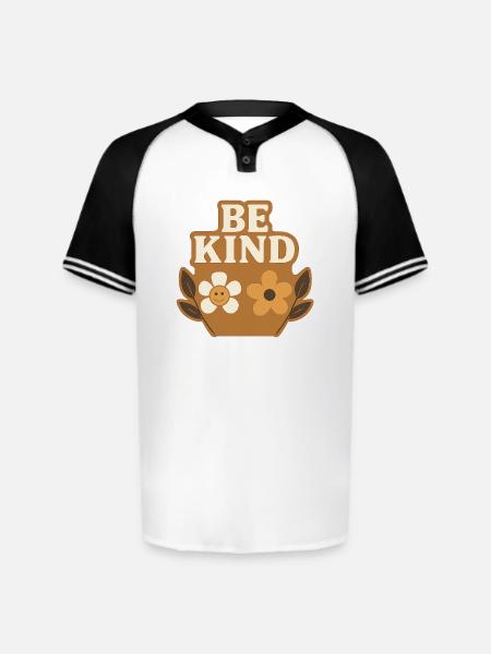 Be Kind Floral Basket Charm - Augusta Sportswear Men's Cutter Henley Jersey - white/black