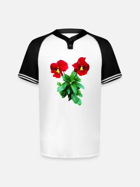 Red Pansy Duo - Augusta Sportswear Men's Cutter Henley Jersey - white/black