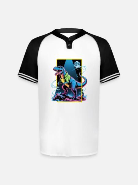 Futuristic T-Rex – Neon Power Beast - Augusta Sportswear Men's Cutter Henley Jersey - white/black