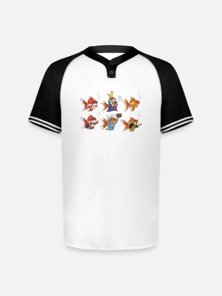 Wacky Goldfish Clown - Augusta Sportswear Men's Cutter Henley Jersey - white/black