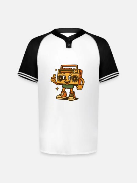 Cheery Boombox Mascot in Sneakers - Augusta Sportswear Men's Cutter Henley Jersey - white/black