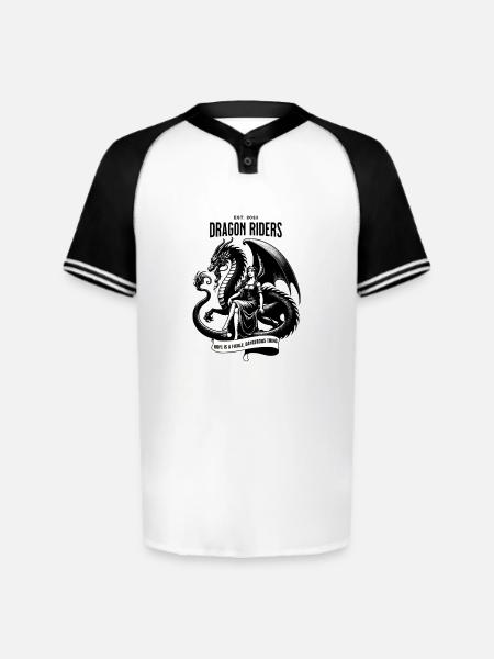 Dragon Riders Banner - Augusta Sportswear Men's Cutter Henley Jersey - white/black