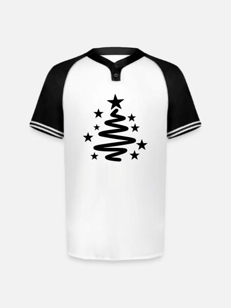 Spiral Star Christmas Tree - Augusta Sportswear Men's Cutter Henley Jersey - white/black